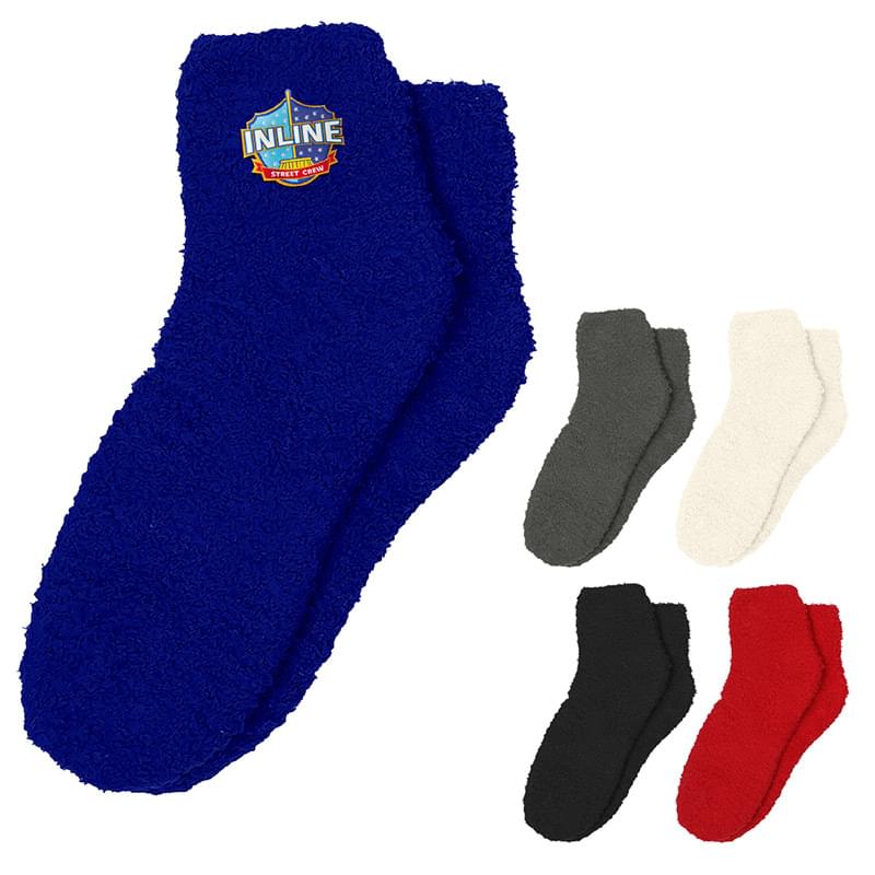 Fuzzy Socks With Woven Patch