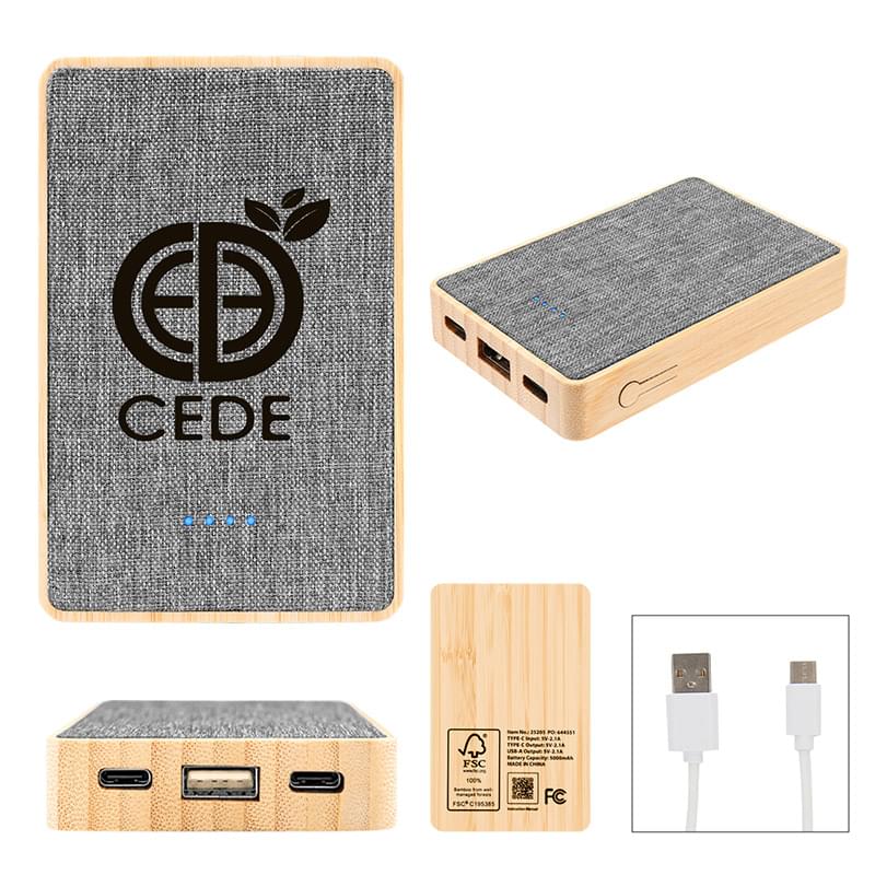 5000 mAh Bamboo & rPET Power Bank