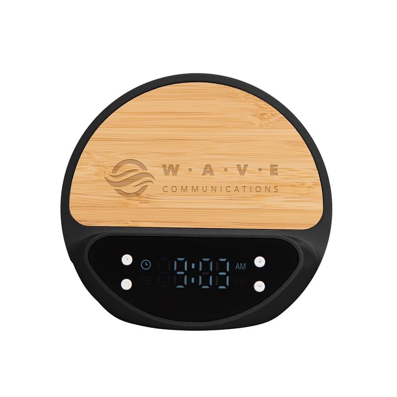 10W Bamboo Wireless Charger With Digital Clock
