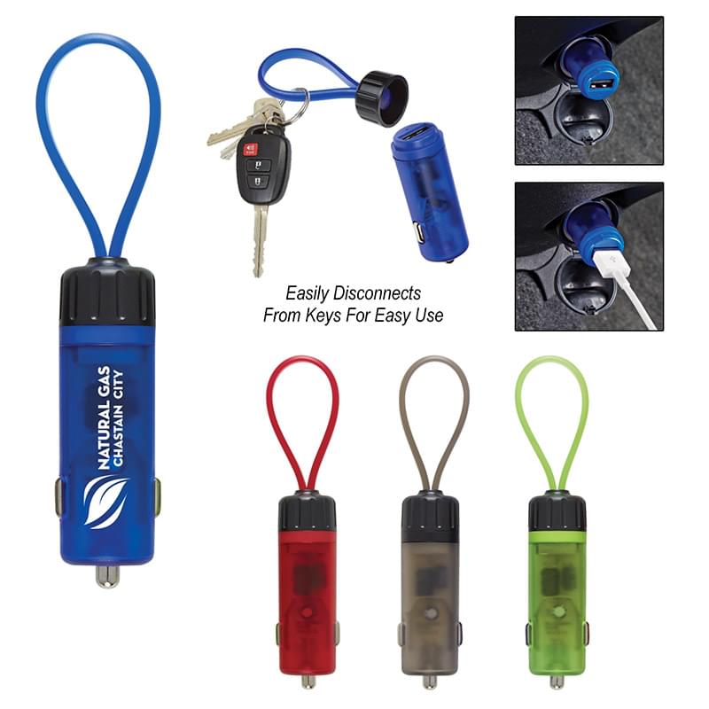 Luminous USB Car Charger Key Strap