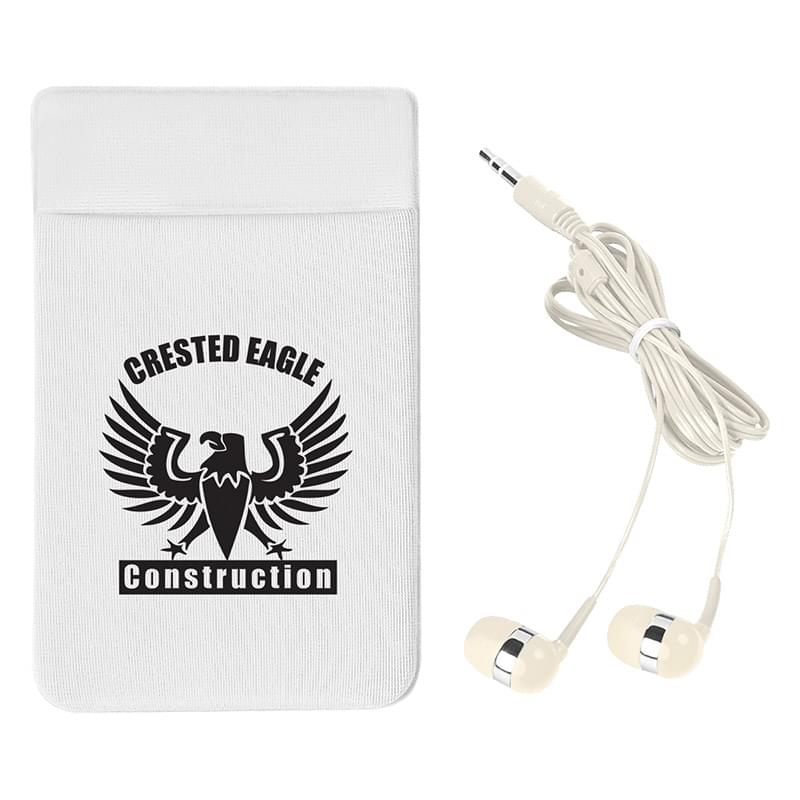 Stretch Phone Card Sleeve With Earbuds