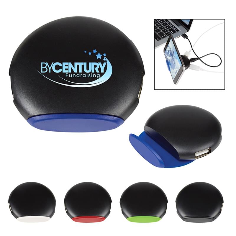4-Port Round USB Hub With Phone Stand
