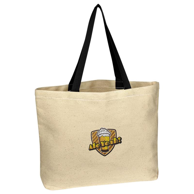 Natural Cotton Canvas Tote Bag - Embroidered