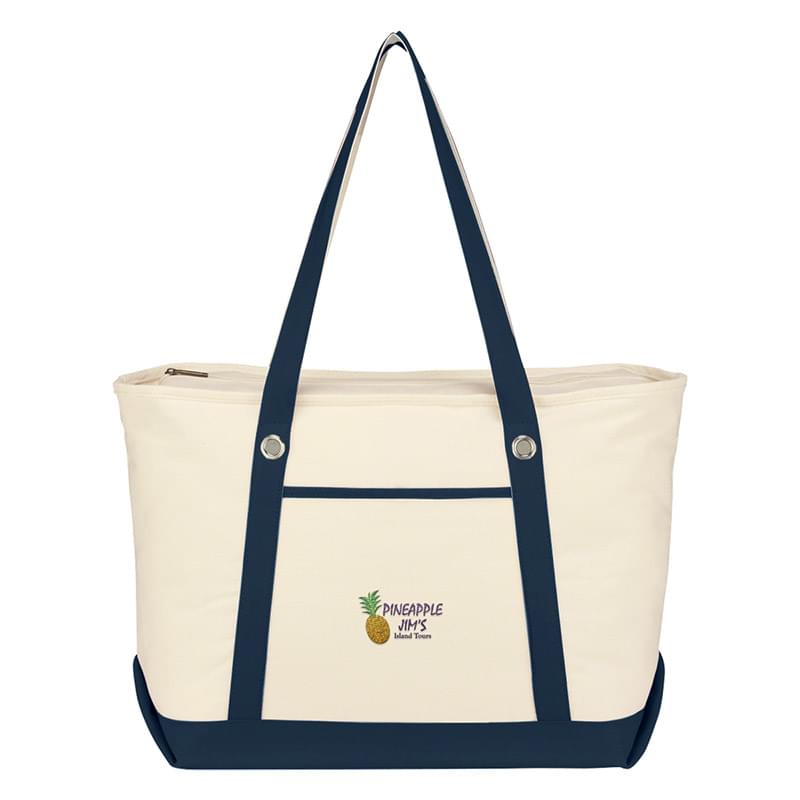 Large Cotton Canvas Sailing Tote Bag - Embroidered