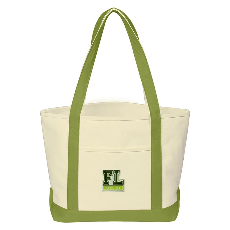 Heavy Cotton Canvas Boat Tote Bag With Tackle Twill Patch