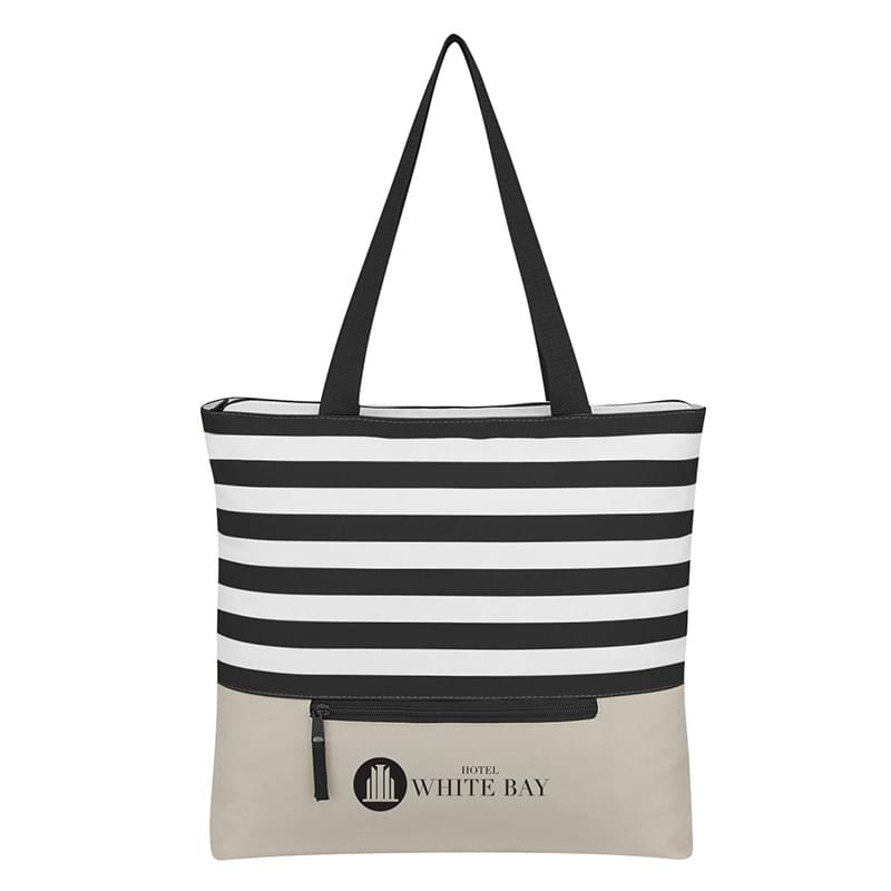 Broad Stripe Zippered Tote Bag