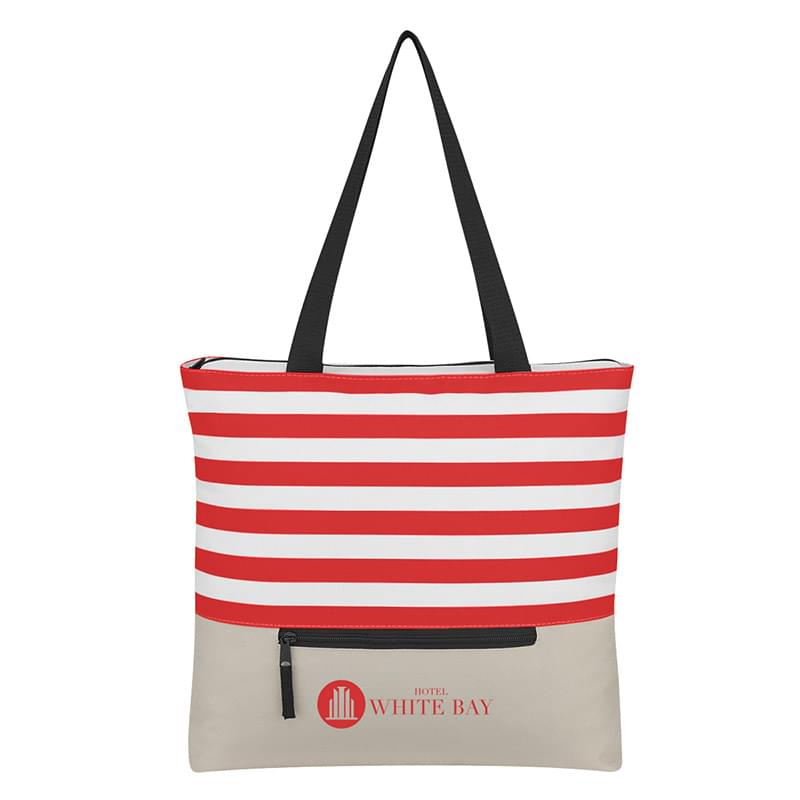 Broad Stripe Zippered Tote Bag