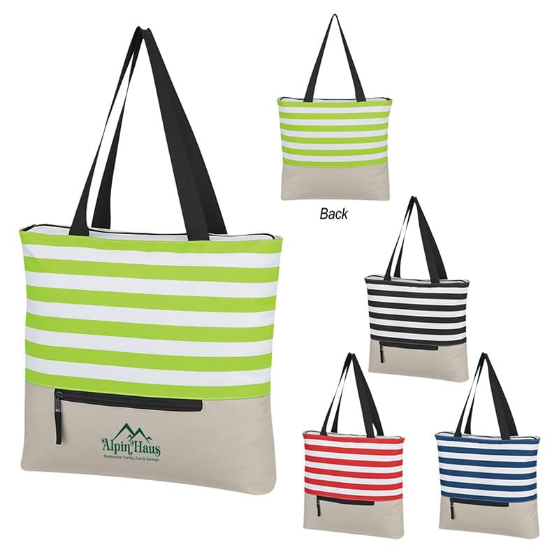 Broad Stripe Zippered Tote Bag