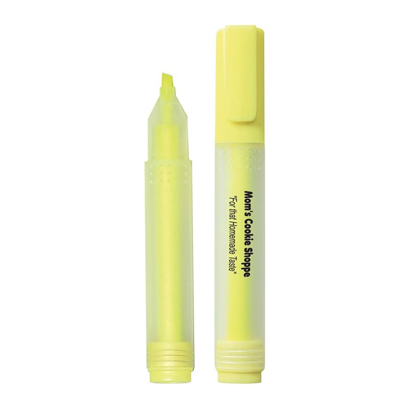 Rectangular Highlighter With Frosted Barrel And Yellow Chisel Tip