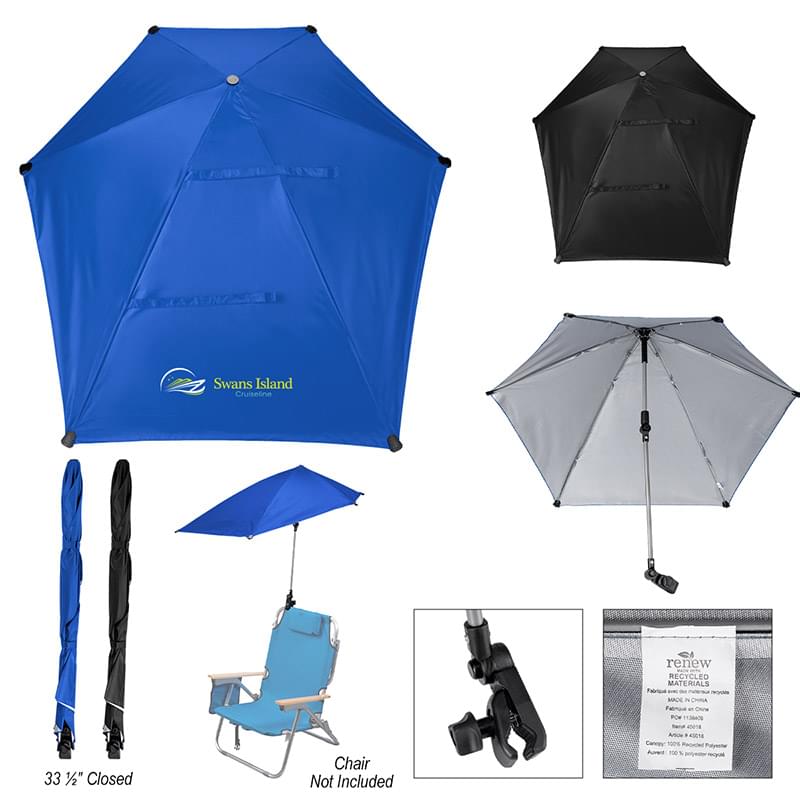 50" Arc SPF 50  Chair Umbrella With 100% rPET Canopy