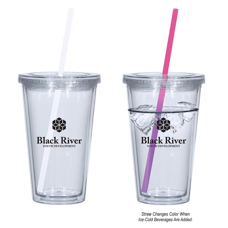 16 Oz. Newport Acrylic Tumbler With Mood Straw