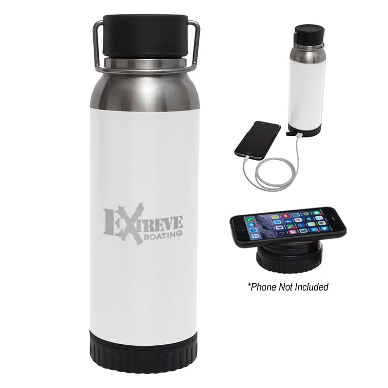 22 Oz. Carter Stainless Steel Bottle With Wireless Charger And Power Bank