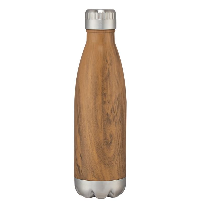 16 Oz. Swig Stainless Steel Woodtone Bottle With Custom Box