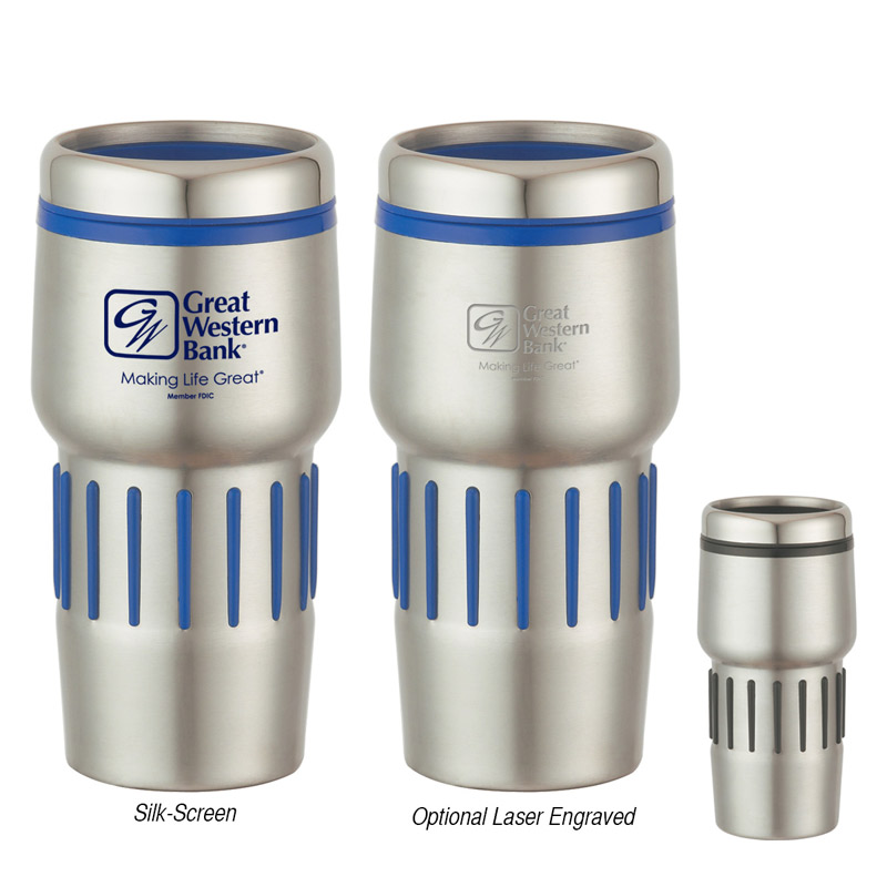 16 Oz. Stainless Steel Tumbler With Rubber Grips