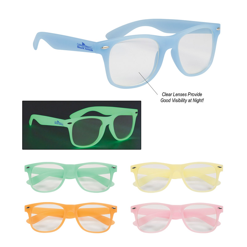 Glow-In-The-Dark Frame Glasses With Clear Lenses