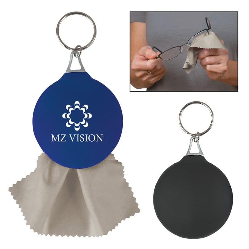 Rubber Key Chain With Micro Fiber Cleaning Cloth