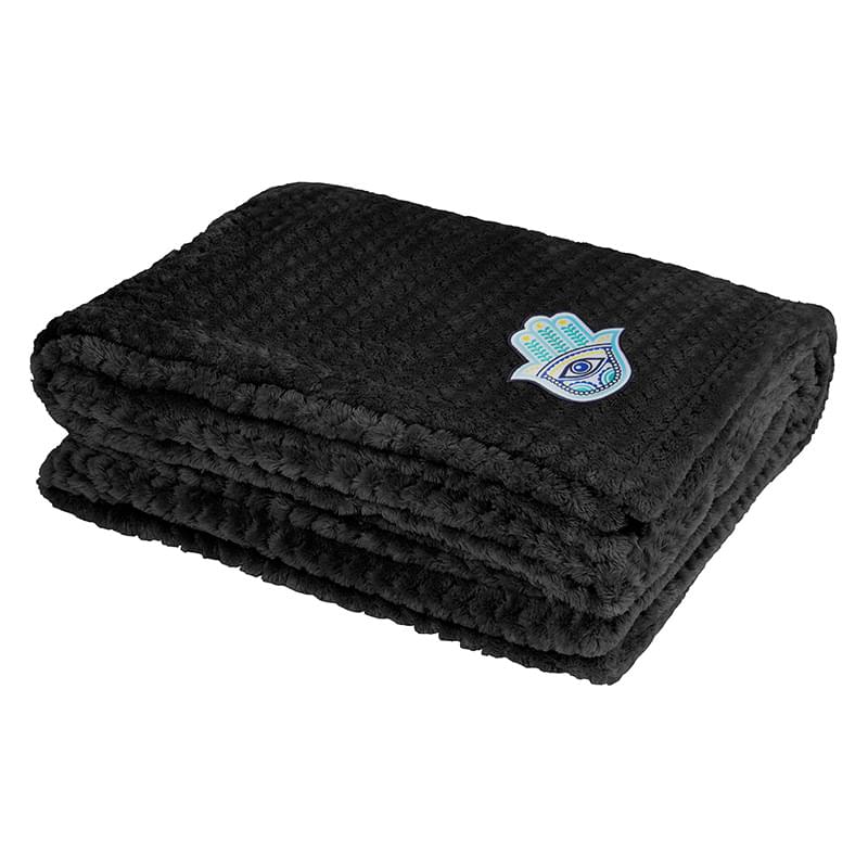 Cozy Plush Blanket With Woven Patch