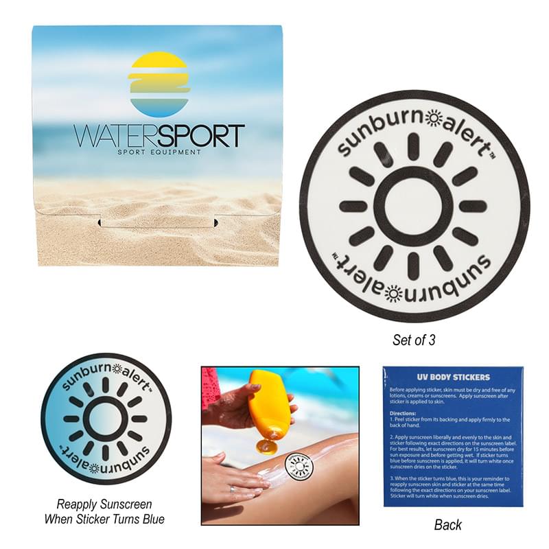 3-Pack Sunburn Alert Circle Stickers With Custom Pack