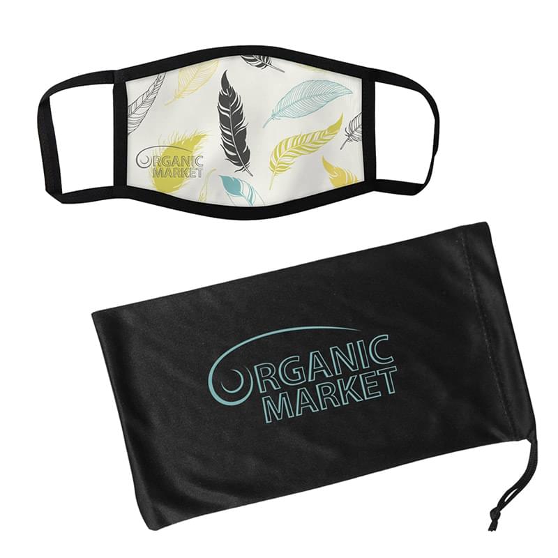 Dye Sublimated 3-Layer Mask & Mask Pouch With Antimicrobial Additive