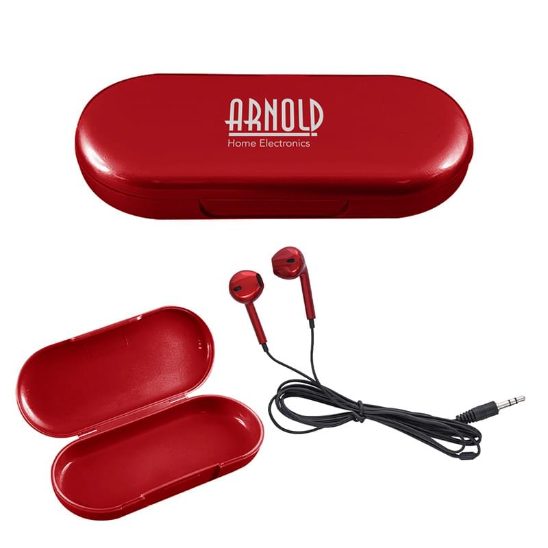 Metallic Wired Earbuds With Clamshell Case