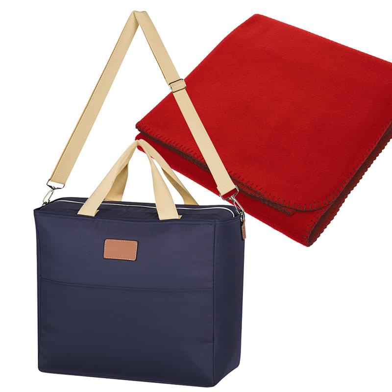 Tartan Cooler Bag With Fleece Blanket