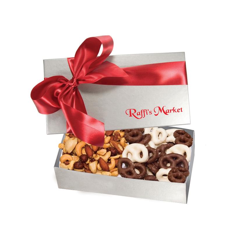 The Executive Gift Box - Chocolate Covered Pretzels & Mixed Nuts