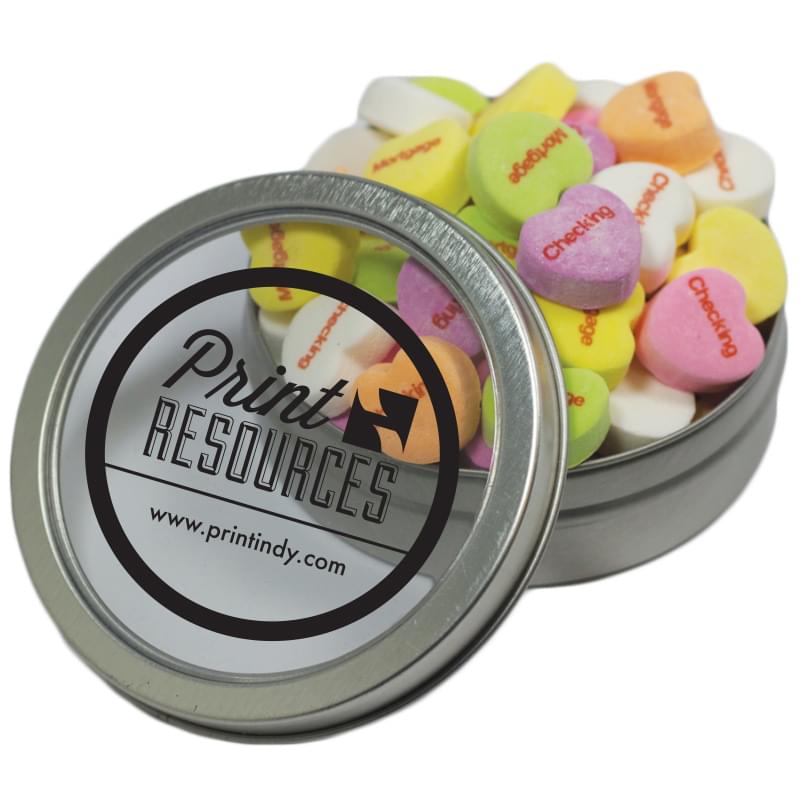 Short Round Tin with Conversation Hearts