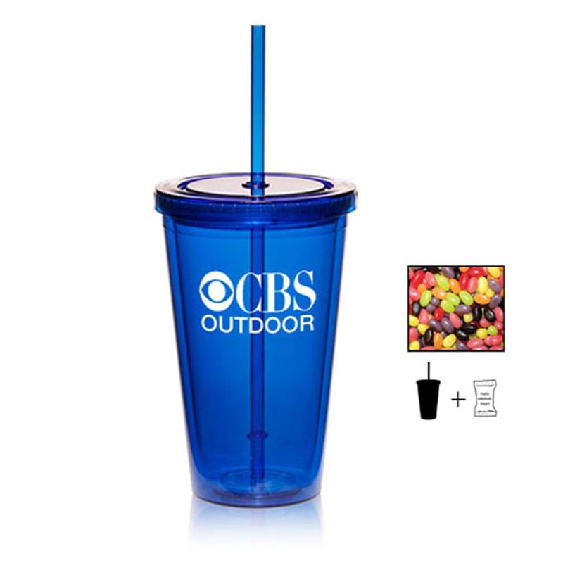 16 oz. Double Wall Tumbler With Red Hots, Jelly Beans, Gum