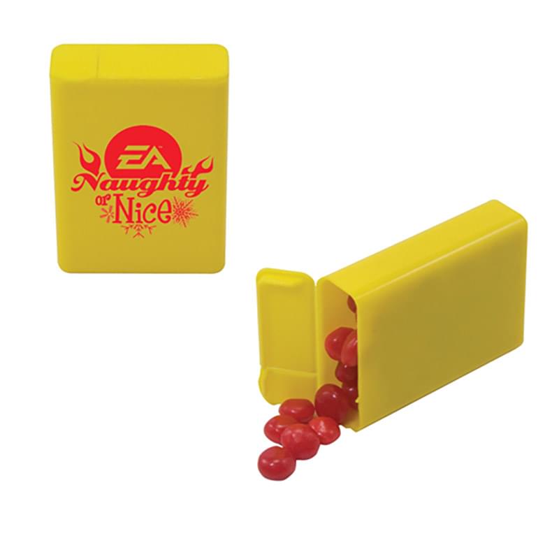 Flip Top Plastic Case with Red Hots, Jelly Beans, Gum