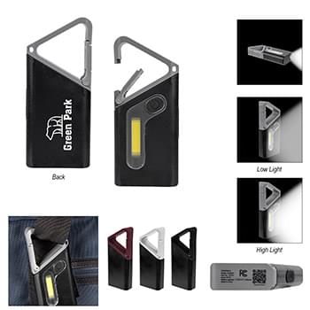 Clip â€™N GlowÂ Rechargeable Carabiner COB Flashlight