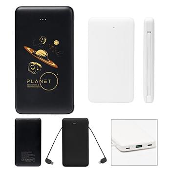 10,000 mAh Power Bank With Integrated Cables