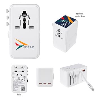35W International Travel Adapter & Charging Cable