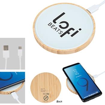 10W Glass & Bamboo Wireless Charger