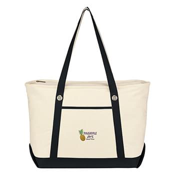 Large Cotton Canvas Sailing Tote Bag - Embroidered