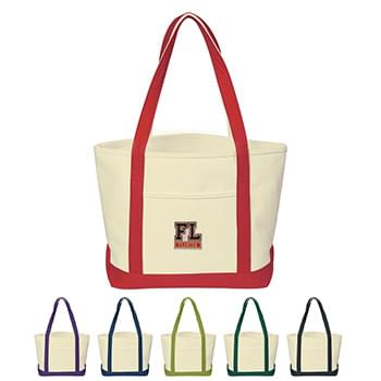 Heavy Cotton Canvas Boat Tote Bag With Tackle Twill Patch