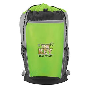 Tri-Color Drawstring Backpack - Embroidered