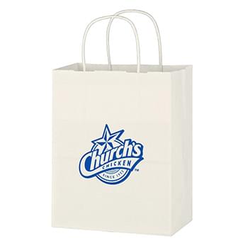 Kraft Paper White Shopping Bag - 8" x 10-1/4"