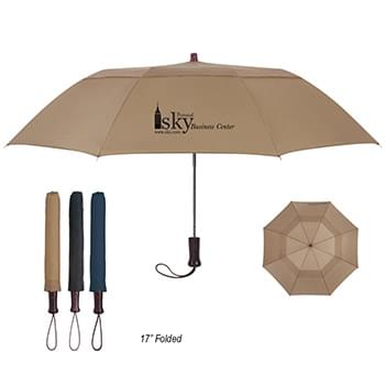 44" Foldable Umbrella with a Wooden Handle