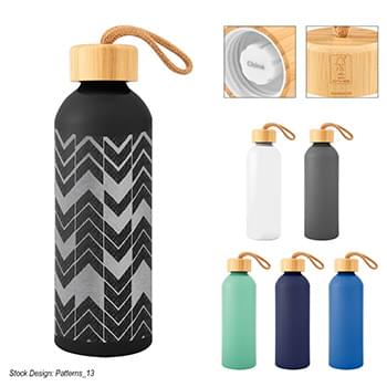 25 Oz. Full Laser Blaire Recycled Aluminum Bottle With Bamboo Lid