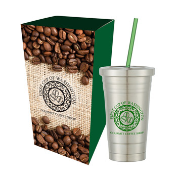 16 Oz. Stainless Steel Cold Cup And Straw With Custom Box
