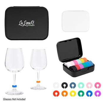 Silicone Wine Glass Markers In Recycled Case