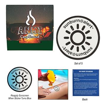 5-Pack Sunburn Alert Circle Stickers With Custom Pack