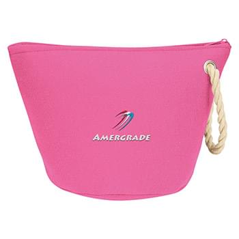 Cosmetic Bag With Rope Strap - Embroidered