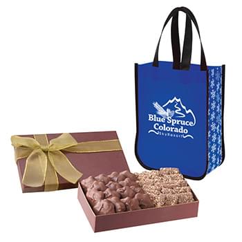Executive Gift Set With Snow Flurry Lola Laminated Non-Woven Tote Bag