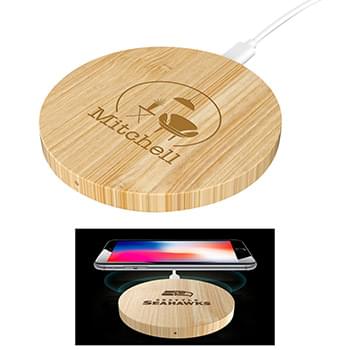15W Round Bamboo Wireless Charger