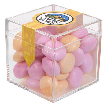 Cube Shaped Acrylic Container With Mentos Assorted Fruit