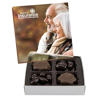 Square Custom Candy Box with Turtles and Chocolate Almonds